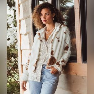 Cow Print Faux Fur Jacket